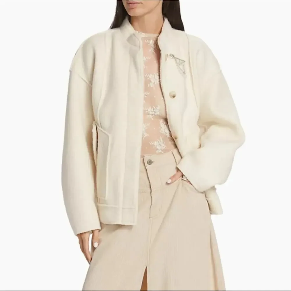 Free People NWT Ivory Willow Brooch Embellished Bomber Jacket Medium